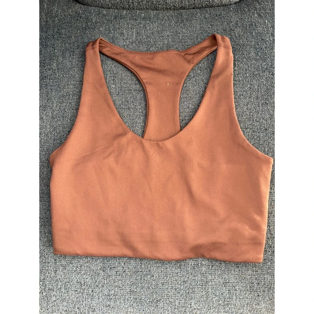 Zella Racerback Cropped Sports Bra Brown Athletic Workout Yoga Size S - Picture 1 of 4